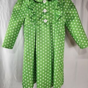 Bonnie Jean Green Polka Dot Kids Coat